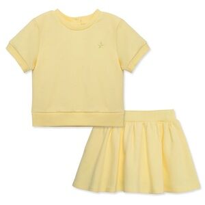 Little Me Yellow Kids 2 Piece Matching Set shirt and Skort